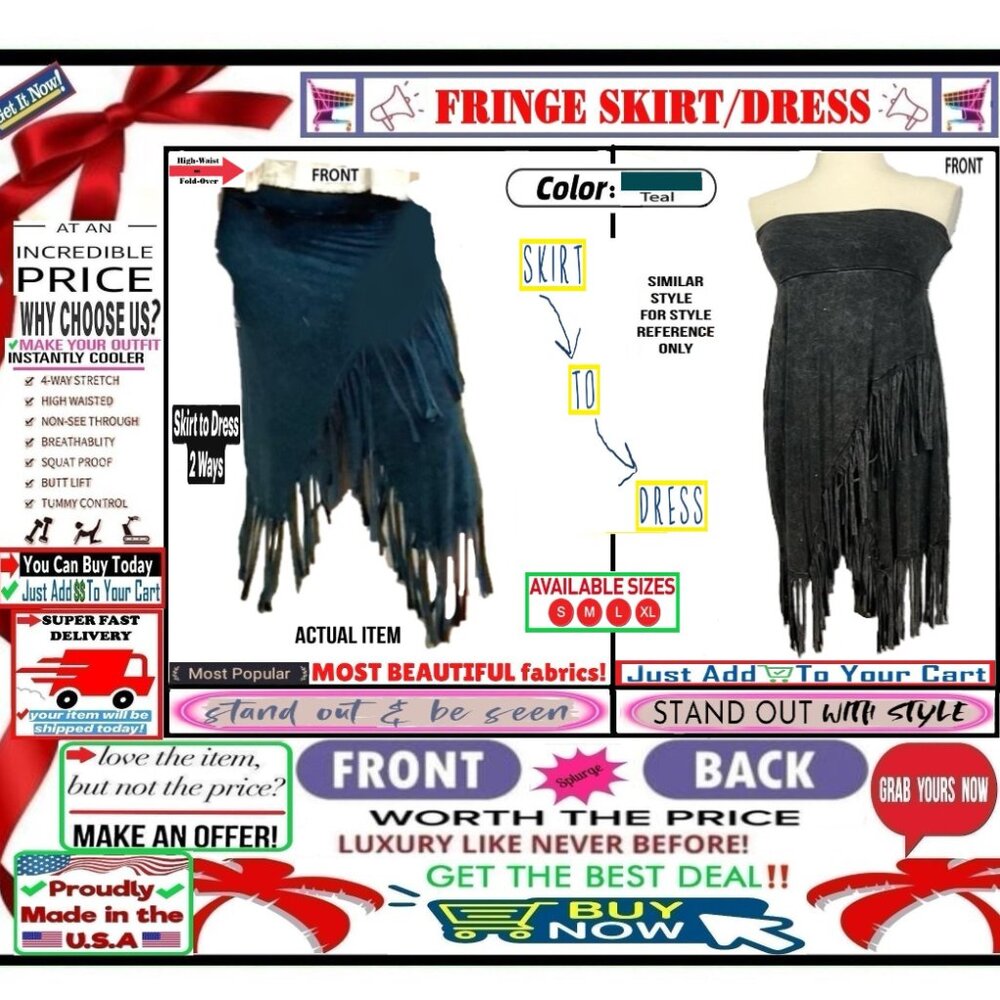 🛑 SKIRT Fold Over ➕ DRESS Strapless High Waist 🆒 FRINGE Mineral Wash 💸BUY NOW